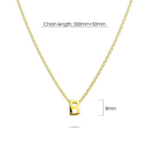 Initials Brick Alphabet Letter Necklace Gold Layered Steel Jewellery